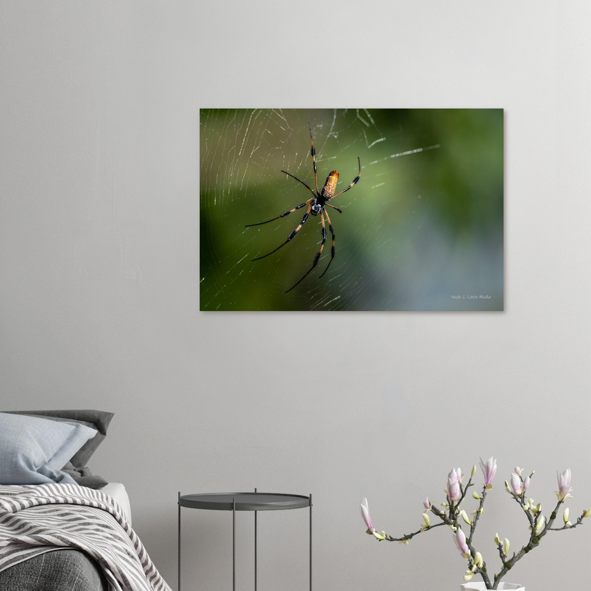 Spider on Bananas; arachnid, 2024 original artwork, modern, contemporary, home decor